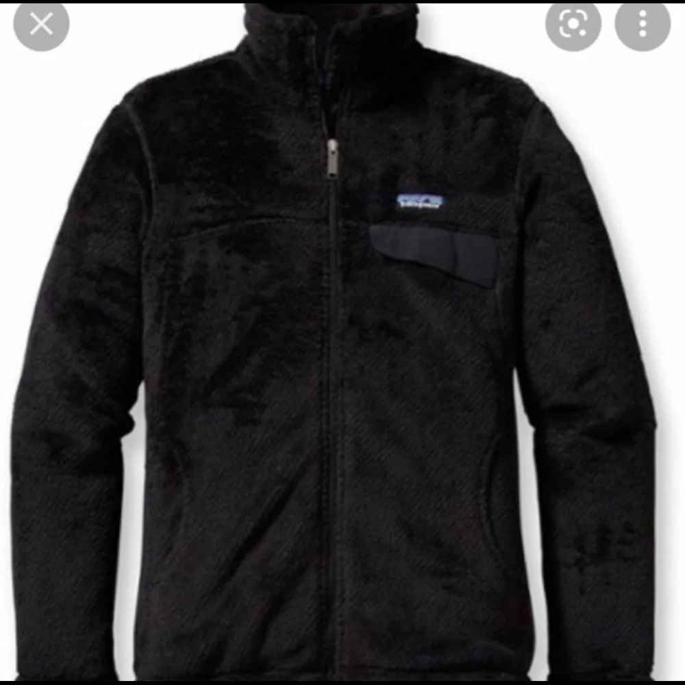 Large black Patagonia fleece zip up jacket